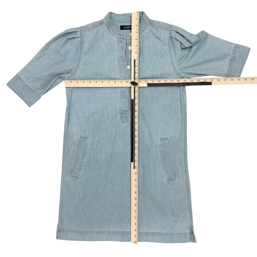 Lauren Ralph Lauren Black Label Chambray Tunic Dress Womens M Cotton Blue - Picture 12 of 14